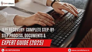 Hands typing on a keyboard with text about IEPF recovery step-by-step process and expert guide for 2025.