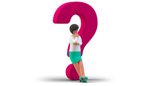 businesswoman-standing-thinking-near-big-question-mark-isolated-white-background